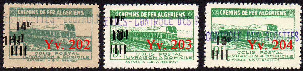 timbres-poste Algerie CP Colis Postal Algeria Railway Parcel Stamps